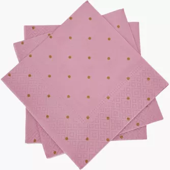 Serwetki papierowe PAW Golden Dots 33x33 cm 20 szt różowe