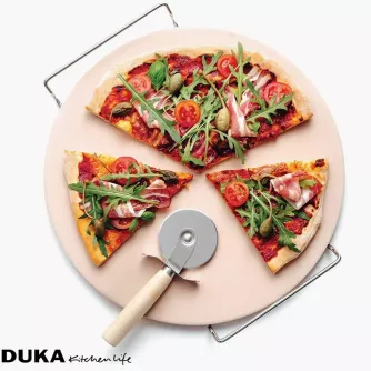 Kamień do pizzy z nożykiem DUKA PIZZA STONE 33 cm