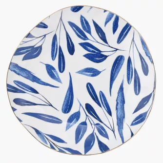 Talerzyk deserowy w liście DUKA RIVIERA 16 cm biały niebieski porcelana