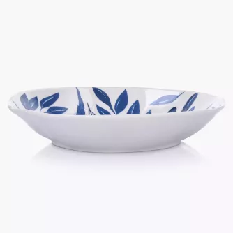 Talerz głęboki w liście DUKA RIVIERA 22 cm biały niebieski porcelana