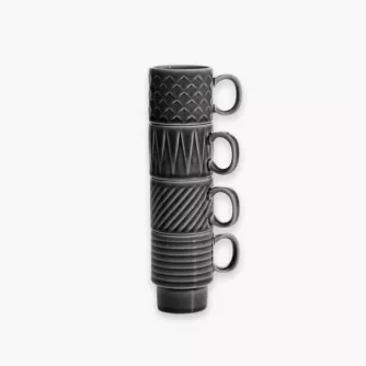 Zestaw 4 filiżanek do espresso SAGAFORM COFFE & MORE szary