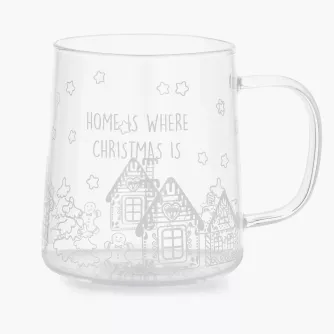 Szklanka z uchem świąteczna home DUKA RIMFROST 450 ml transparentna szklana