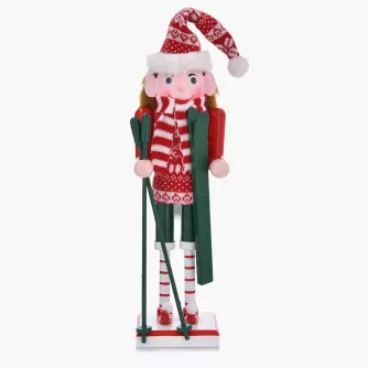 Dekoracja świąteczna figurka z nartami DUKA NORALF ELF 28.5 cm czerwona